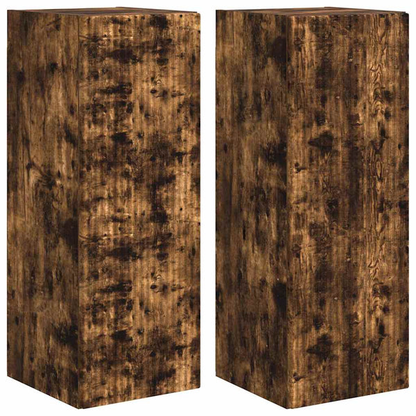 TV-seinäkaappi 2 pcs Savupähkinä 30 x 31 x 80 cm Tekninen puu