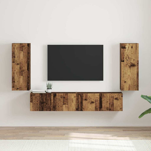 TV-seinäkaappi 2 pcs Vanha Puu 30 x 31 x 80 cm Tekninen puu