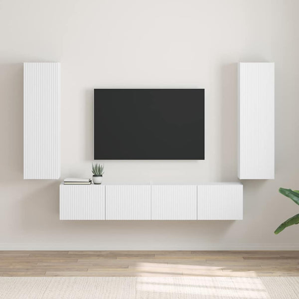 TV-seinäkaappi 2 pcs Valkoinen 30 x 31 x 100 cm Tekninen puu