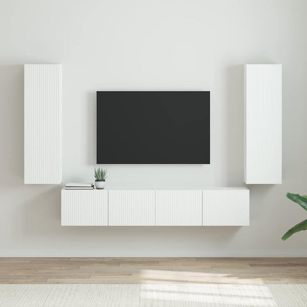 TV-seinäkaappi 2 pcs Kiiltävä Valkoinen 30 x 31 x 100 cm