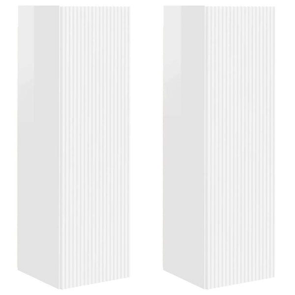 TV-seinäkaappi 2 pcs Kiiltävä Valkoinen 30 x 31 x 100 cm