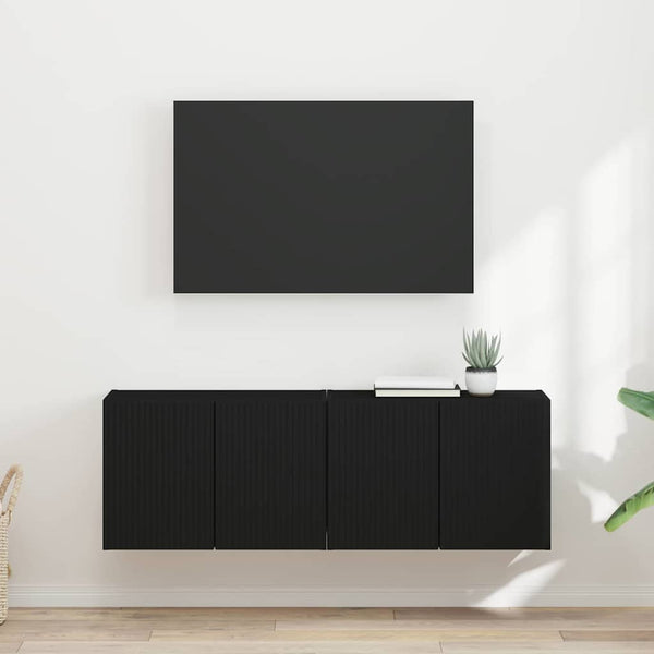 TV-seinäkaappi 2 pcs Musta 59,5 x 31 x 40 cm Tekninen puu