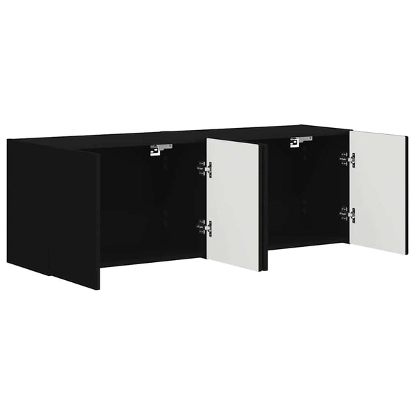 TV-seinäkaappi 2 pcs Musta 59,5 x 31 x 40 cm Tekninen puu