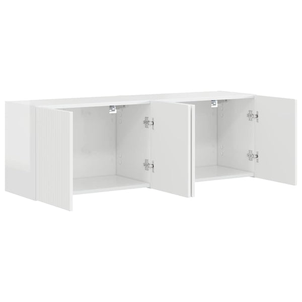 TV-seinäkaappi 2 pcs Korkean kiillon valkoinen