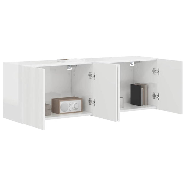 TV-seinäkaappi 2 pcs Korkean kiillon valkoinen