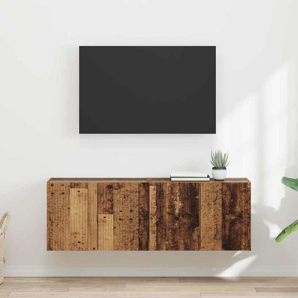 TV-seinäkaappi 2 pcs Vanha Puu 59,5 x 31 x 40 cm Tekninen puu