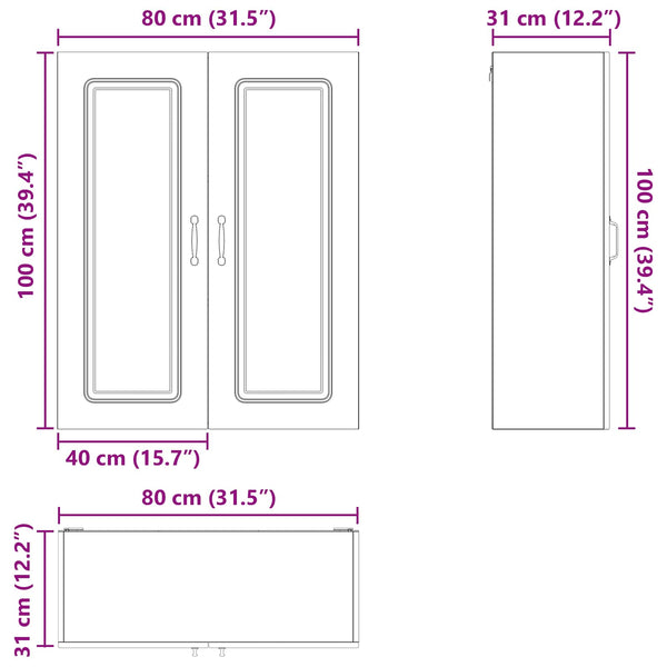 Tiskipaneeli Kalmar Sonoman tammi 80 x 31 x 100 cm Tekninen puu