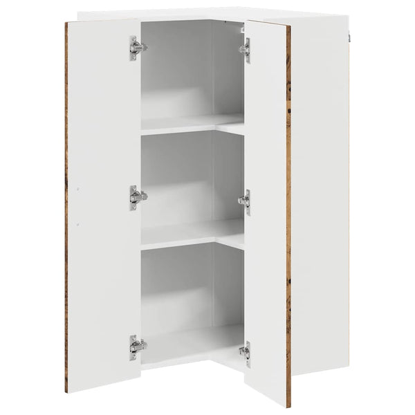 Seinän kulmarcabinett LUCCA Vanha puu 57 x 57 x 100 cm