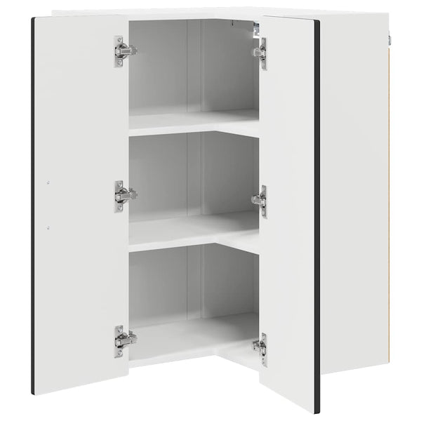 Seinän kulmarcabinett PORTO Musta 57 x 57 x 80 cm Tekninen puu