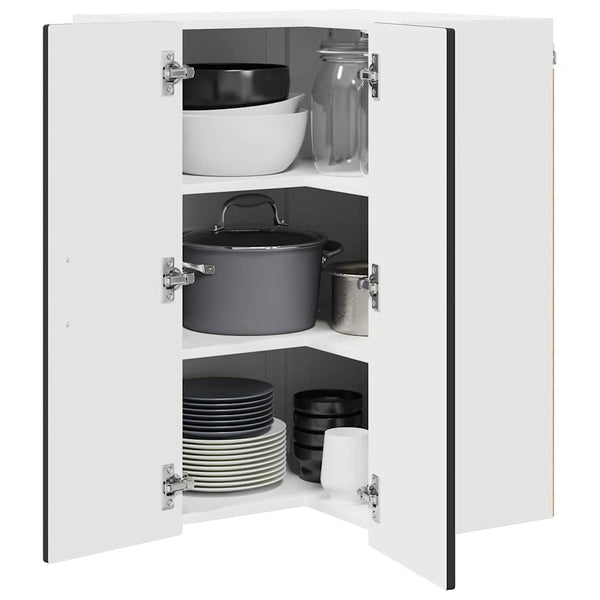 Seinän kulmarcabinett PORTO Musta 57 x 57 x 80 cm Tekninen puu