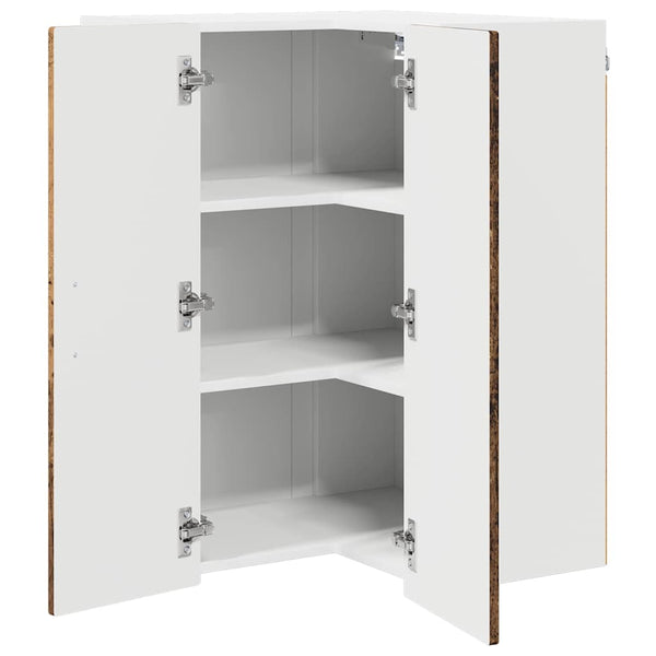 Seinän kulmarcabinett PORTO Vanha puu 57 x 57 x 80 cm