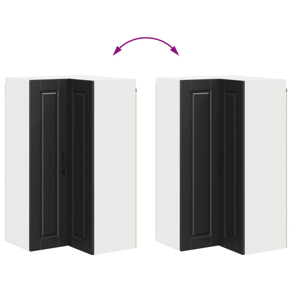Seinän kulmarcabinett PORTO Musta 57 x 57 x 100 cm Tekninen puu