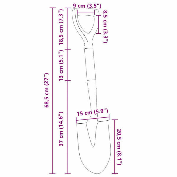 Lapio Musta 68,5 cm Power-pinnoitettu teräs ja tiheä puu