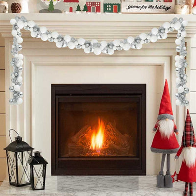 Valkoinen ja hopea joulupallo garland Darryn 186cm (polystyreeni)