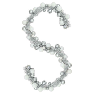 Valkoinen ja hopea joulupallo garland Darryn 186cm (polystyreeni)