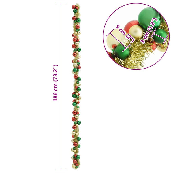Joulupallo Garland Monivärinen 186 cm Polystyreeni