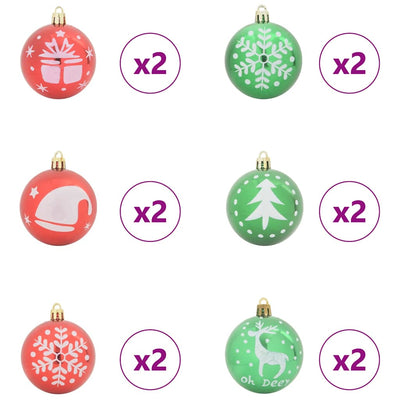 Punainen ja vihreä joulukoristeen setti Bernita 40 pcs