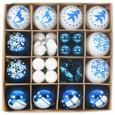 Sininen ja valkoinen joulukoristeen setti Elmiea 40 pcs