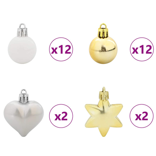 Joulukoristeen setti 40 pcs Valkoinen ja kulta Muovi