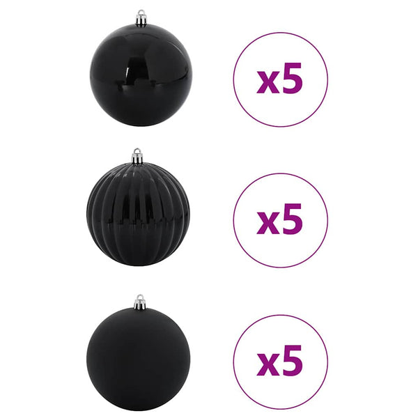 Joulukoristeen setti 15 pcs Musta XL