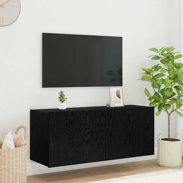 TV-seinäkaappi Musta tammi. 100 x 35 x 41 cm Tekninen puu