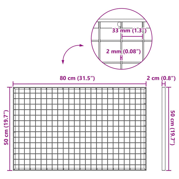 Ritilä Hopea 80 x 50 x 2 cm Kuuma-dipatut galvanisoitu teräs