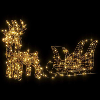 Valkoinen poron vetämä joulusleigh Dayne 30x12x55cm (lämmin pet)