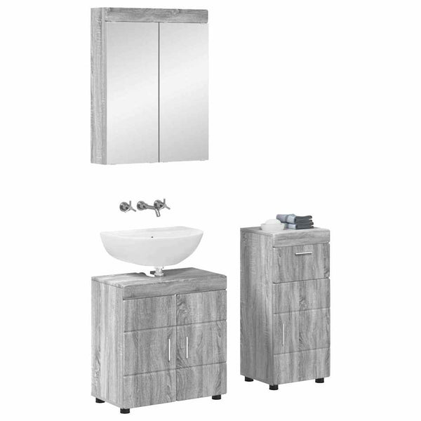 Kylpyhuonekalustesetti TULUM 3 kpl Harmaa Sonoma