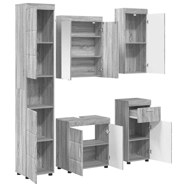 Kylpyhuonekalustesetti TULUM 5 kpl Harmaa Sonoma