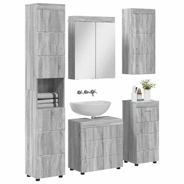 Kylpyhuonekalustesetti TULUM 5 kpl Harmaa Sonoma