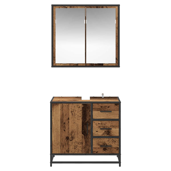 Kylpyhuonekalustesetti 2 kpl Vanha Puu 65 x 33 x 60 cm