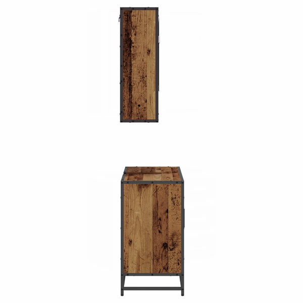 Kylpyhuonekalustesetti 2 kpl Vanha Puu 65 x 33 x 60 cm
