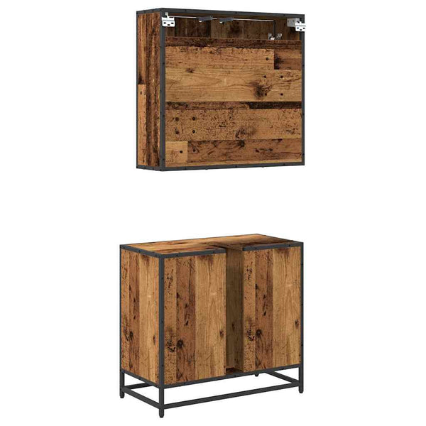 Kylpyhuonekalustesetti 2 kpl Vanha Puu 65 x 33 x 60 cm