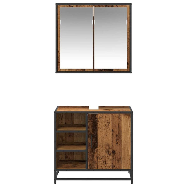 Kylpyhuonekalustesetti 2 kpl Vanha Puu 65 x 33 x 60 cm