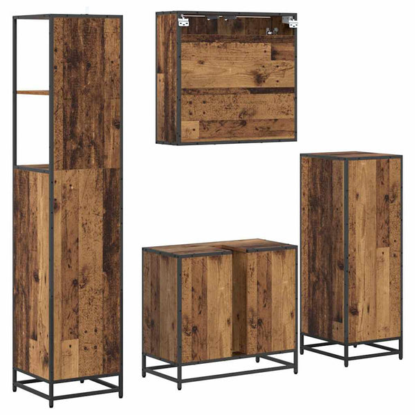 Kylpyhuonekalustesetti 4 kpl Vanha Puu 65 x 33 x 60 cm
