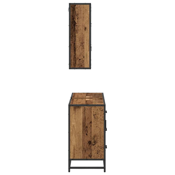 Kylpyhuonekalustesetti 2 kpl Vanha Puu 80 x 33 x 60 cm
