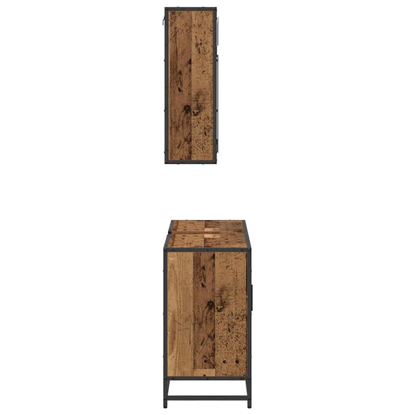 Kylpyhuonekalustesetti 2 kpl Vanha Puu 80 x 33 x 60 cm