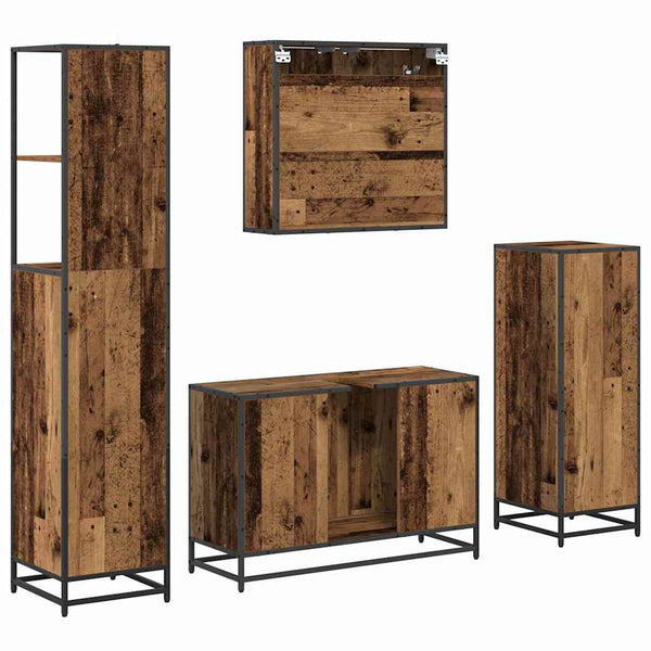 Kylpyhuonekalustesetti 4 kpl Vanha Puu 90 x 33 x 60 cm