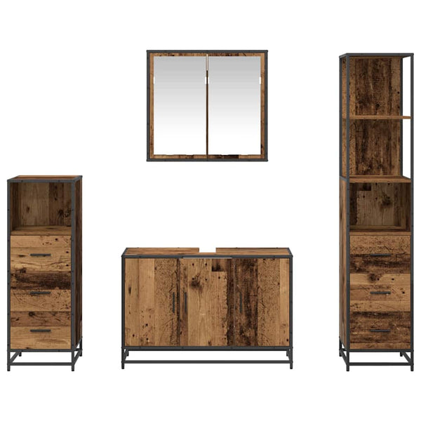 Kylpyhuonekalustesetti 4 kpl Vanha Puu 90 x 33 x 60 cm