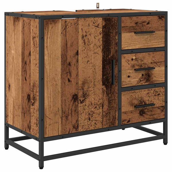 Kylpyhuonekalustesetti 4 kpl Vanha Puu 65 x 33 x 60 cm