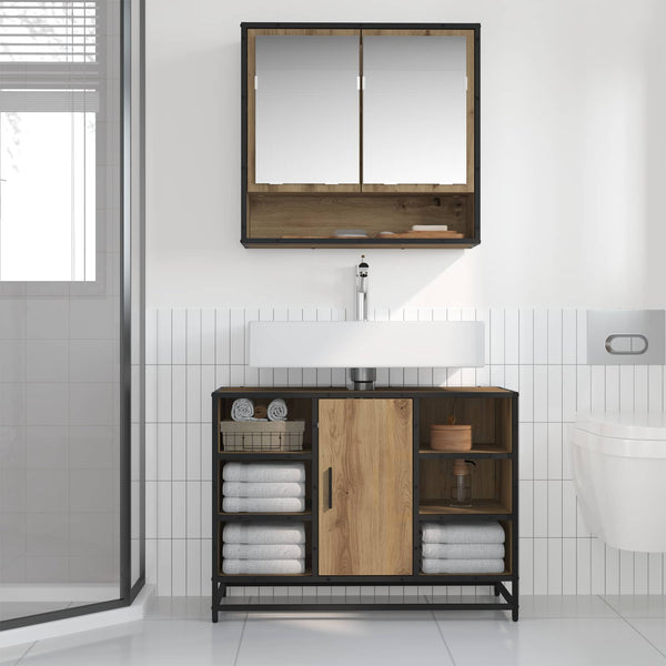 Kylpyhuonekalustesetti 2 kpl Artisan tammi 80 x 33 x 60 cm