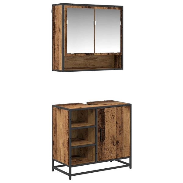 Kylpyhuonekalustesetti 2 kpl Vanha Puu 65 x 33 x 60 cm