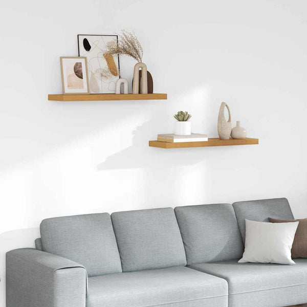 Seinähylly 2 kpl Beige 80 x 23,5 x 3,8 cm Tekninen puu