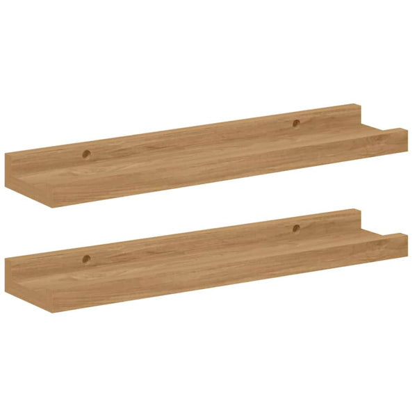 Seinähylly 2 kpl Ruskea 40 x 9 x 3 cm Tekninen puu