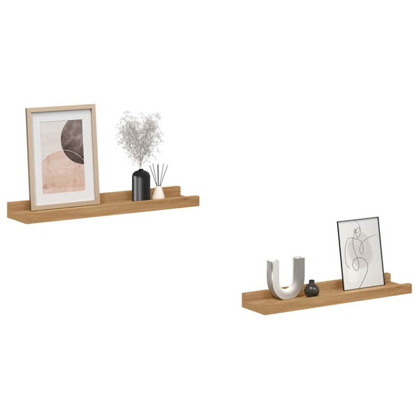 Seinähylly 2 kpl Ruskea 40 x 9 x 3 cm Tekninen puu
