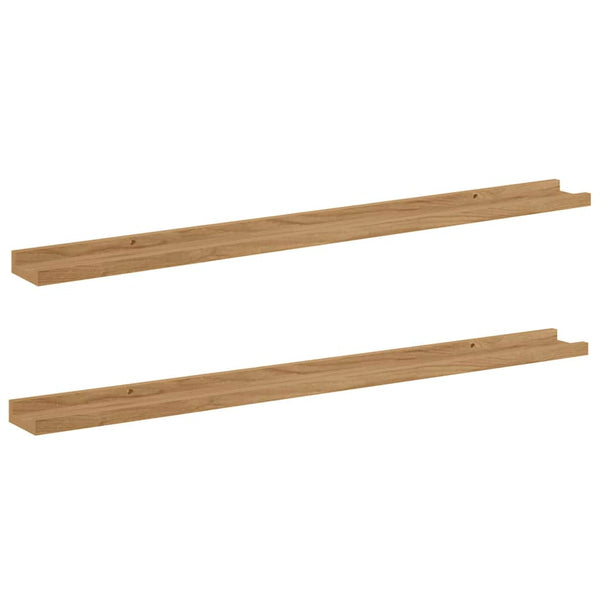 Seinähylly 2 kpl Ruskea 100 x 9 x 3 cm Tekninen puu