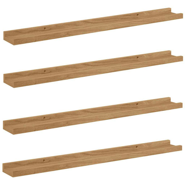 Seinähylly 4 kpl Ruskea 80 x 9 x 3 cm Tekninen puu