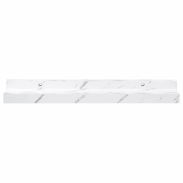 Seinähylly 2 kpl Valkoinen marmori 40 x 9 x 3 cm Tekninen puu