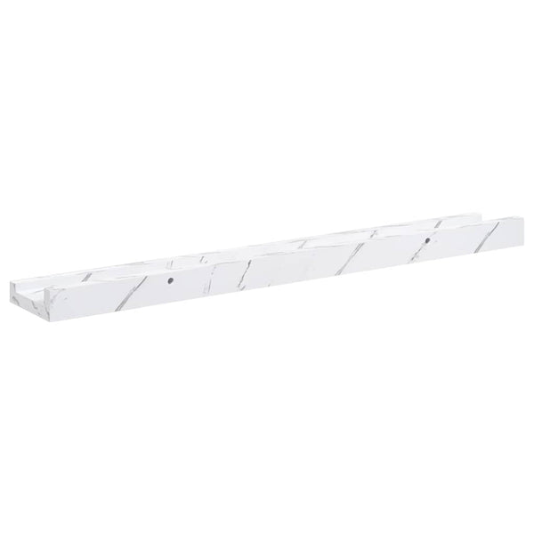 Seinähylly 2 kpl Valkoinen marmori 60 x 9 x 3 cm Tekninen puu