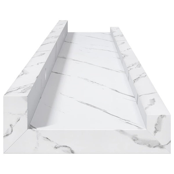 Seinähylly 2 kpl Valkoinen marmori 60 x 9 x 3 cm Tekninen puu